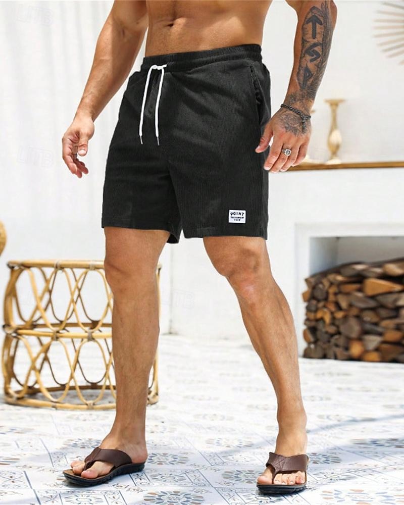 Hombre Pantalón corto Pantalones cortos casuales Pantalones cortos de pana Bolsillo Correa Cintura elástica Plano Comodidad Corto Festivos Playa Fin de semana Moda Casual Negro Amarillo Microelástico 2026 - $16.49 –P4