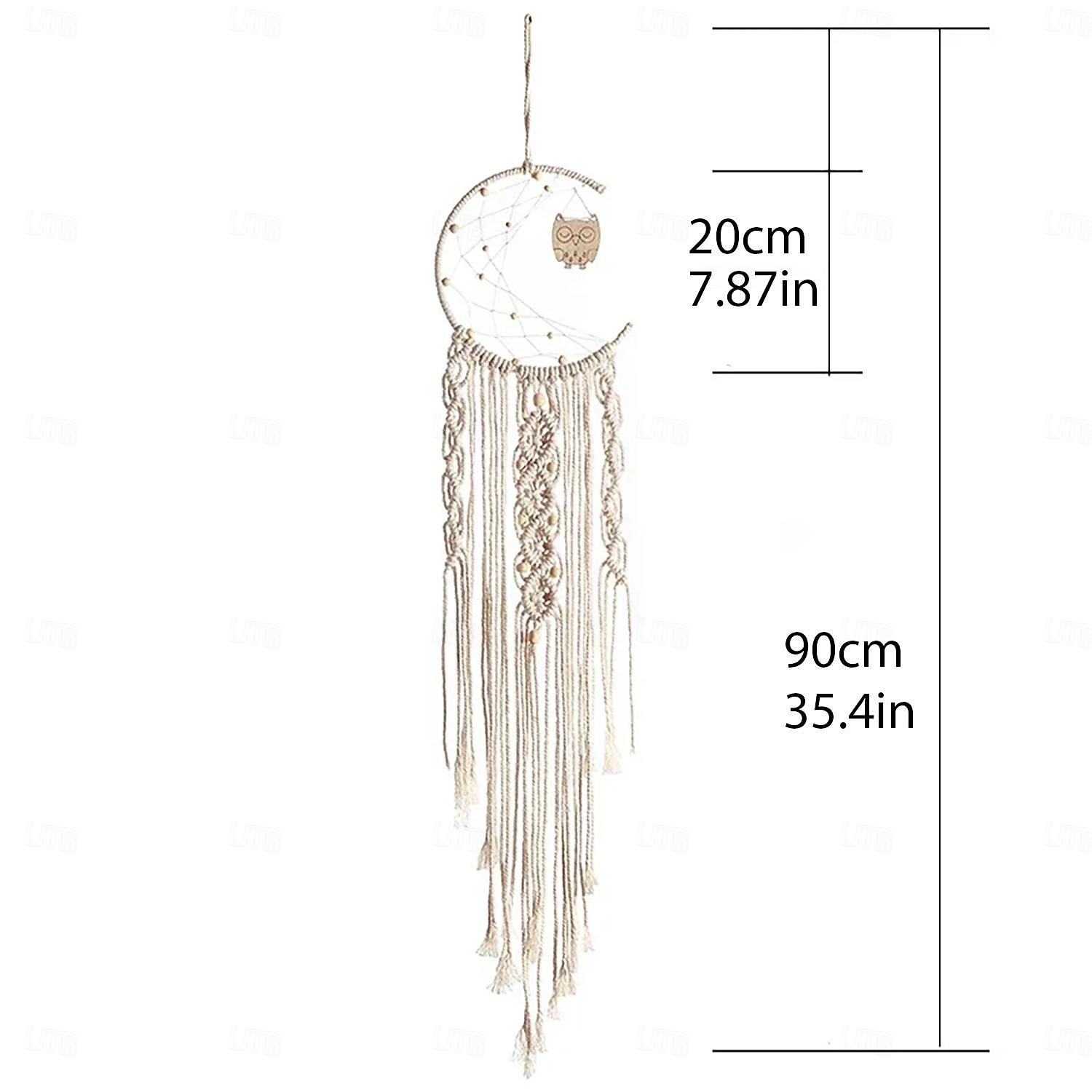 1pc Boheemse maanster dromenvangers verlichting boho macrame muuropknoping dromenvanger boho muurdecor handgemaakt geweven tapijt voor tienermeisjes jongens kinderkamer cadeau thuis appartement 2026 - $18.49 –P5
