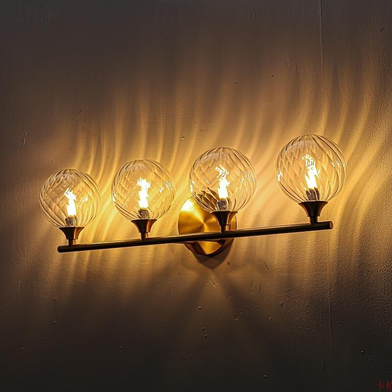lampada da toeletta per interni 1/2/3/4 luce lampada da toeletta per bagno, lampade da bagno su specchio lampada da bagno dorata con paralume in vetro trasparente del 2025 a $210.89 –P7