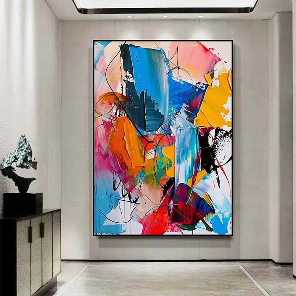 kleurrijk pattle knife schilderij handgemaakt schilderij extra groot abstract schilderij groot canvas kunst schilderij voor woonkamer oversized muurkunst moderne abstracte kunst schilderij voor 2025 - $116.99 –P1