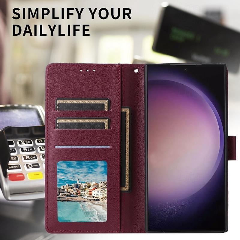 Phone Case For Samsung Galaxy S25 Ultra S24 S23 S22 S21 Ultra Plus A54 A34 A14 Note 20 10 Wallet Case with Wrist Strap Kickstand Card Slot Retro TPU PU Leather 2025 - $12.99 –P10
