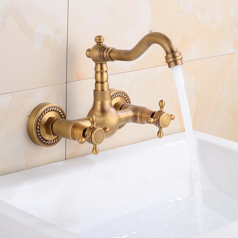 Lavandino rubinetto del bagno - Ruotabile / Classico Ottone antico Esterno Una manopola Due foriBath Taps del 2025 a $145.99 –P1