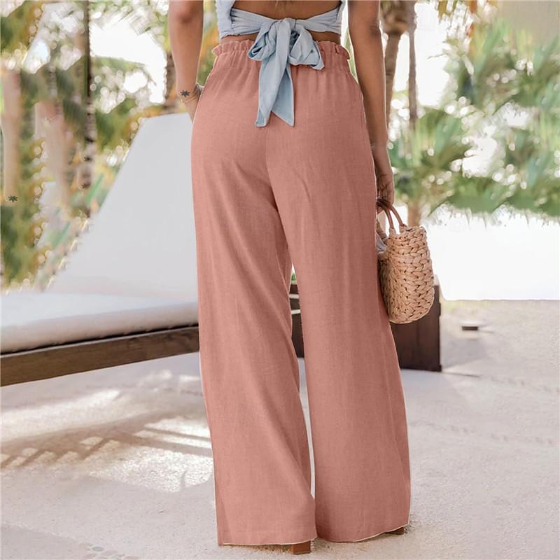 Dames Breed Been Broeken Casual / Dagelijks Lang Effen Zijzakken Elastische tailleband Ademend Comfortabel Inelastisch Uitgaan Weekend Zwart Blozend Roze Lichtgrijs Donkergrijs Lente zomer Normale 2025 - $18.99 –P6
