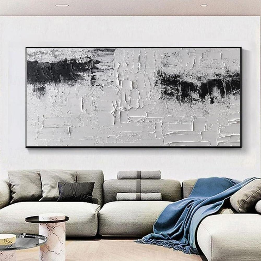 Handgefertigtes Ölgemälde auf Leinwand, Wandkunst, Dekoration, schwarz-weiß, modernes, einfaches, handgemaltes, abstraktes, dekoratives Bild für Zuhause, Wohnzimmer, gerolltes, rahmenloses, 2026 - $89.99 –P10