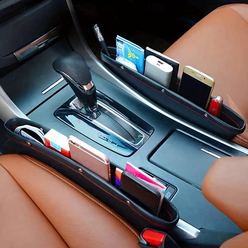 Organizador de espaço para assento de carro, caixa de armazenamento de couro pu à prova d'água para carro, bolso lateral de couro de ajuste universal para carteira móvel, moedas e acessórios de de 2026 por $8.99 –P2