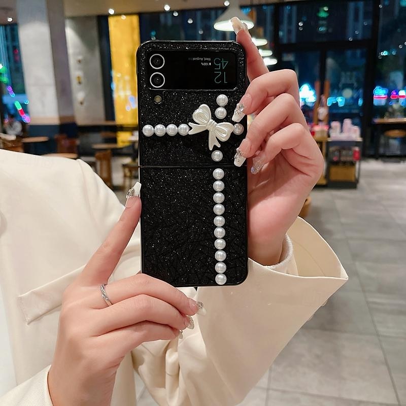 Phone Case For Samsung Galaxy Z Flip 7 Z Flip 6 Z Flip 5 Z Flip 4 Z Flip 3 for Women Girl Bling Glitter Shiny Shockproof Bow tie TPU 2025 - $13.99 –P3