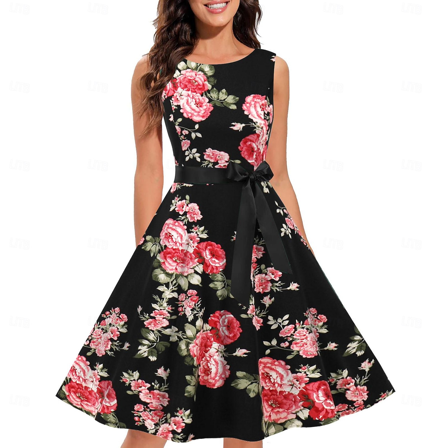 Retro Vintage Anos 50 Vestido Coquetel Vestidos Festa a Fantasia Um vestido de linha Floral Fantasia Mulheres Baile de Máscaras Festa / Eventos Festa de Solteira Adulto Vestido Vestidos de baile de 2026 por $26.99 –P18