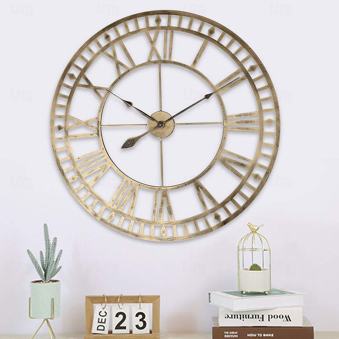 ulkoseinäkello isot roomalaiset numerot design 3d koristeellinen seinäkello hiljainen kvartsikello iso seinäkello olohuone keittiöön ulkona maalaistalo eteinen pihalla parvella 40 60 cm 2026 - $116.09 –P5