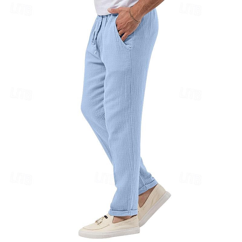 Pánské Kalhoty Plážové šortky Kalhoty pro volný čas Kalhoty Seersucker Šňůrky Elastický pas Straight-Leg Bez vzoru Pohodlné Prodyšné Denní Dovolená Streetwear Módní Na běžné nošení Černá Bílá 2025 - $20.99 –P8