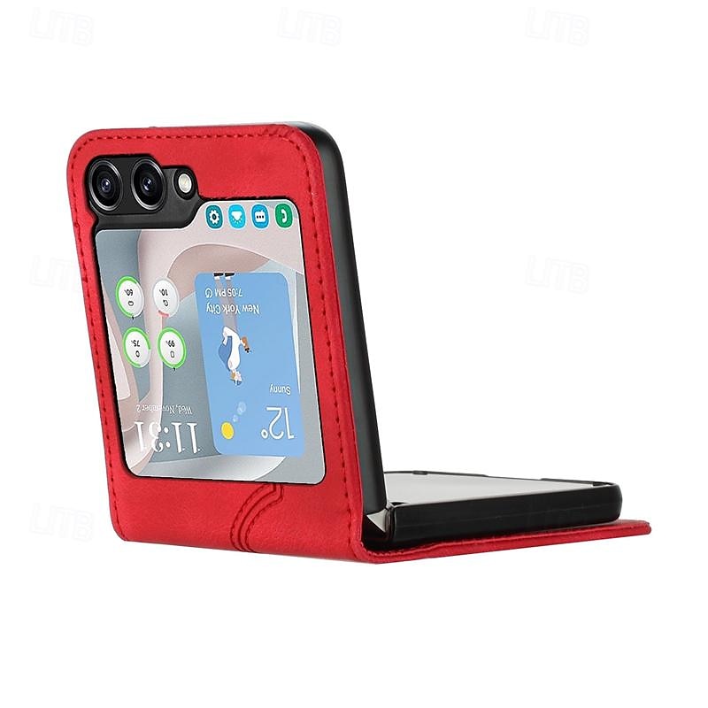 телефон Кейс для Назначение SSamsung Galaxy Z Flip 5 Z Flip 4 Z Flip 3 Откидная крышка Защита от удара Ретро ПК Кожа PU 2025 - $18.99 –P11