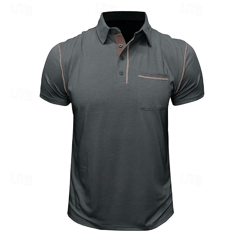 Herren Poloshirt aus Baumwolle Golfhemd Arbeit Casual Kargen Kurzarm Basic Modern Farbblock Patchwork Taste Frühling Sommer Regular Fit Wein Dunkelgrau Schwarz Weiß Königliches Blau Grün Poloshirt 2025 - $18.99 –P14