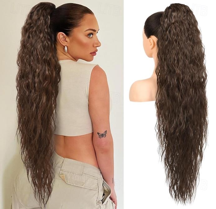 הארכת קוקו ארוך גלי שרוך תוספות קוקו רך יותר מצית ייבוא קליפ סינטטי בתוספות שיער פריט שיער במראה טבעי לנשים-בלונדינית דבש 2025 - $11.99 –P10