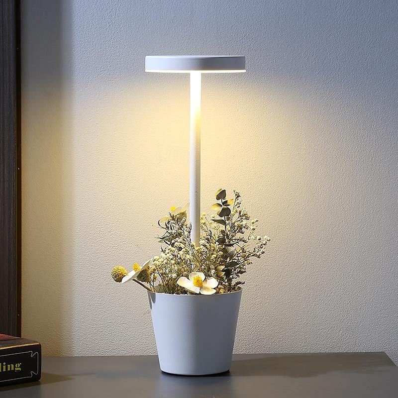 Cordless Table Lamp  with Flower Basket Design  3-Levels Brightness Stepless Dimming Table Light Rechargeable Battery Powered LED Desk Lamp for Restaurant/Home/Patio 2025 - $43.99 –P7