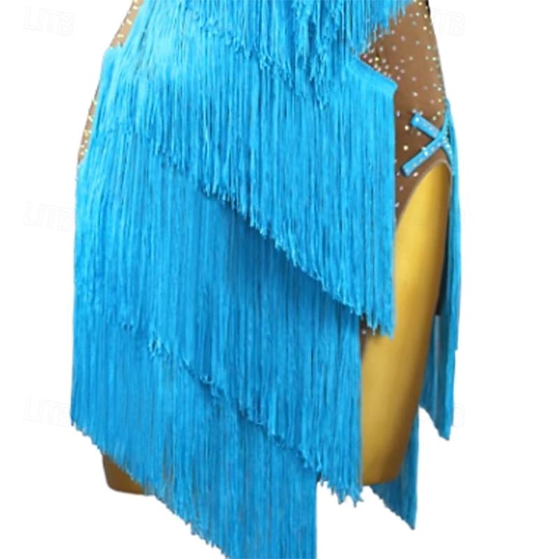 Balli latino-americani Abito Con diamantini Nappa Per donna Da ragazza Prestazioni Addestramento Senza maniche Alto Elastene del 2025 a $119.99 –P7
