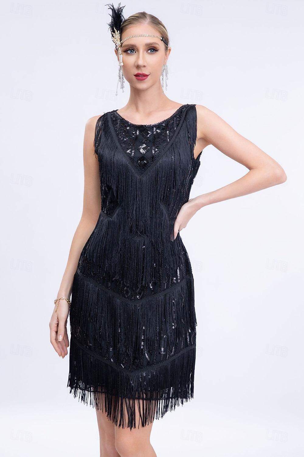 Retró Ordító 20-as évek 1920-as évek Flapper ruha Felszerelések Koktélruha A nagy Gatsby Flapper lány Esküvői Vendég Flitter Női Esküvő Esküvői vendég Buli / Este Felnőttek 1 Karkötő Ruha Kesztyűk 2025 - $86.99 –P2