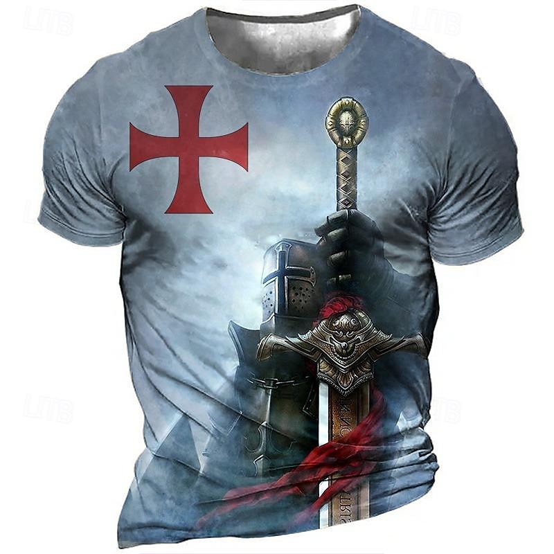 Miesten Temppeliristi Graafiset tulosteet Soldier T-paita Christian T-paidat Lyhythihainen T-paita 3D-tulostus Tiukka pyöreä kaula-aukko Paita Vintage Urheilu Suunnittelija ulko- Katu Päivittäin 2025 - $17.99 –P7