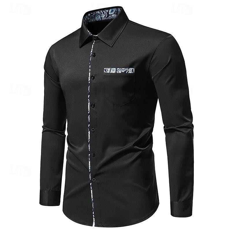 Homens Camisa Social camisa de verão Camisa casual camisa de praia camisa de colarinho camisa de botão Preto Branco Azul Marinha Manga Longa Estampado Cashemere Lapela Férias Havaiana Bolsos Roupa de 2026 por $40.99 –P8