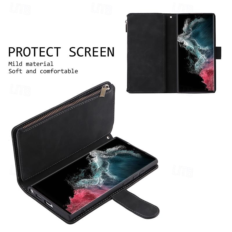 телефон Кейс для Назначение SSamsung Galaxy S25 S24 S23 S23 ФЕ S22 S21 Ультра Плюс A14 A34 A54 A24 Кошелек для карт Молния с ремешком на запястье Откидная подножка Ретро ТПУ Кожа PU 2025 - $16.99 –P7