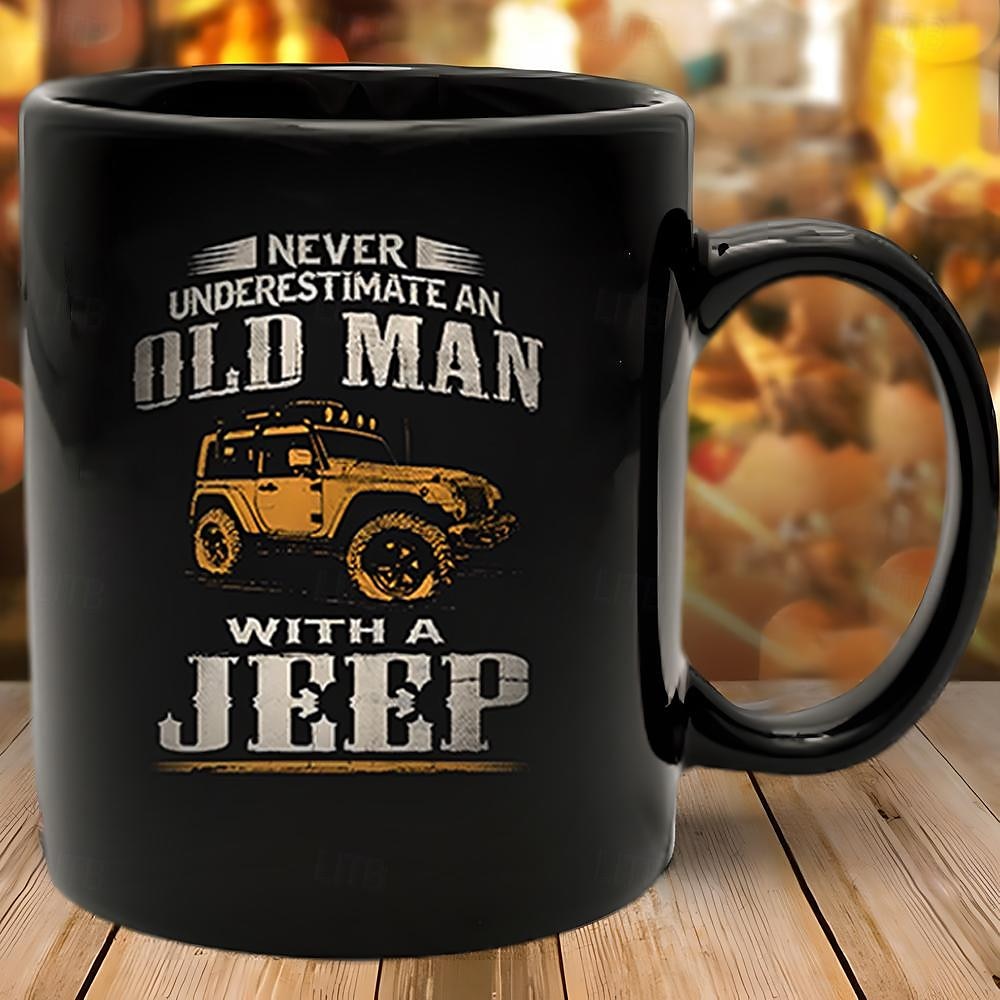 كوب بطباعة ثلاثية الأبعاد كاجوال للرجال بنمط الشارع من Car Old Man، كوب قهوة مضحك من السيراميك باللون الأسود، هدية عيد الأب 1.2 أونصة/330 مل 2025 - $15.49 –P5