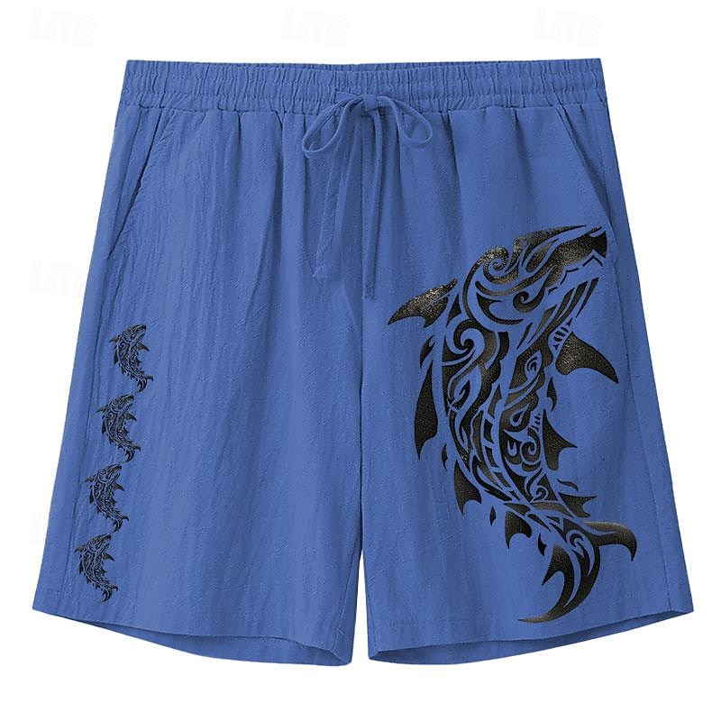 bekymringsløst interlude x joshua jo menns fish printed ferie strand lin shorts 2025 - $23.99 –P4