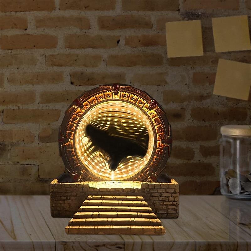 Atlantis Stargate Mirror LED Night Light Star Gate 3D Time Tunnel Ring Mirror Movie Replica Model Cospaly Halloween Party Prop Resin Collectable Toy Home Decor Ornament Gift 2025 - $51.24 –P5