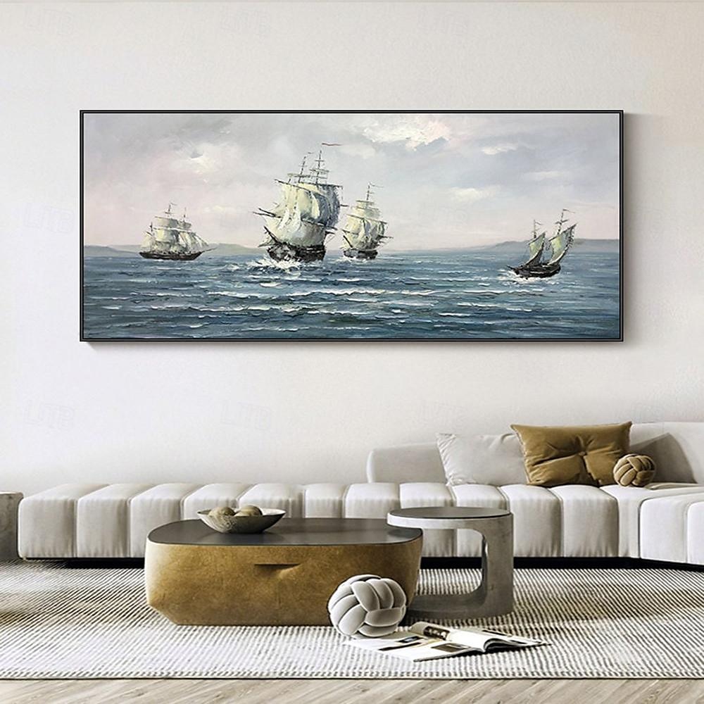 abstrakcyjne żaglówki obraz na płótnie ręcznie malowane wall art marynistyczny obraz olejny na płótnie ręcznie robiony nowoczesny ocean malarstwo wall art duży pejzaż morski żaglówki malowanie do 2025 - zł559.8 –P5