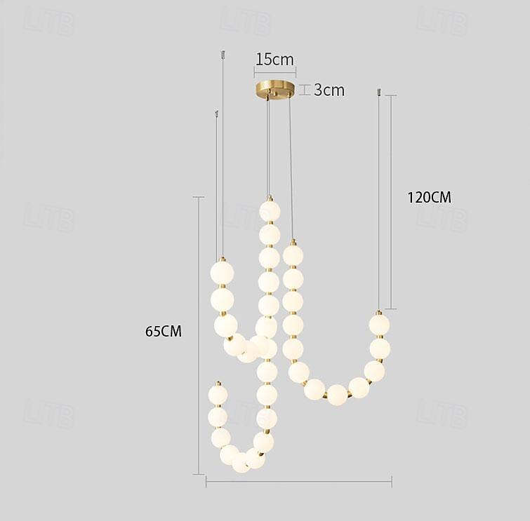 Lampa wisząca LED, wzór wyspy, francuska kreatywna lampa ze szkła metalowego o pojedynczym kształcie, odpowiednia do willi i budynków dwupoziomowych oraz schodów, ciepła biel + biel + światło 2025 - $822.49 –P3