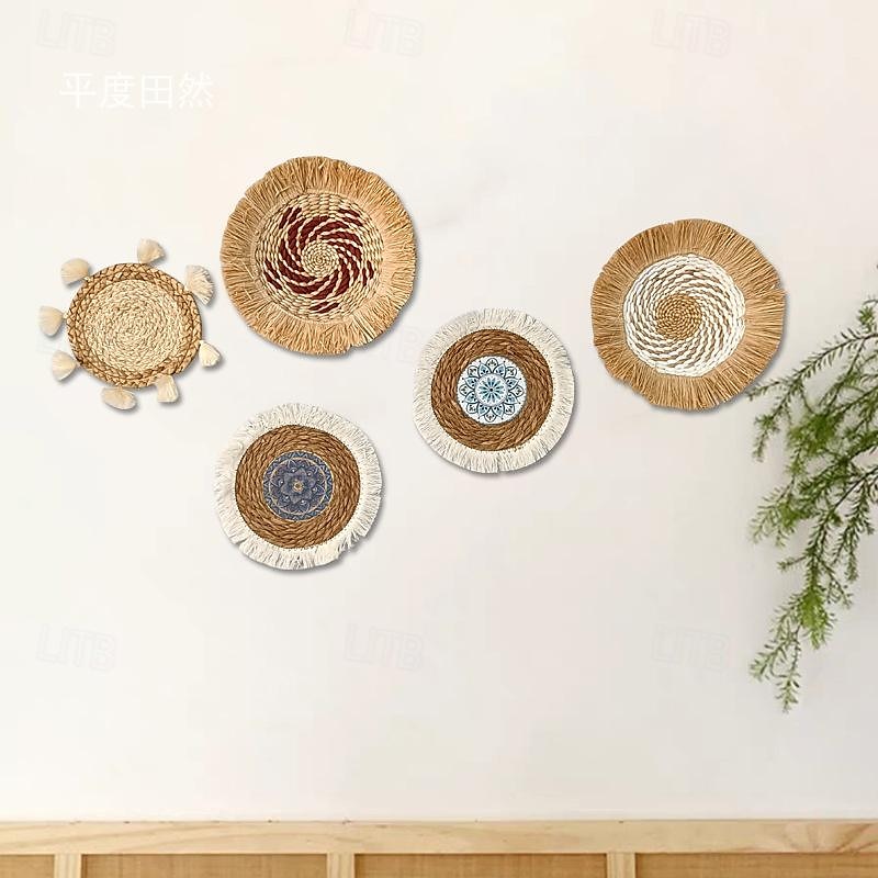 veggdekorasjon vegghengende cattail veving etnisk stil raffia duskkant bohemisk b&b hotellrestaurant 2025 - €16.99 –P2