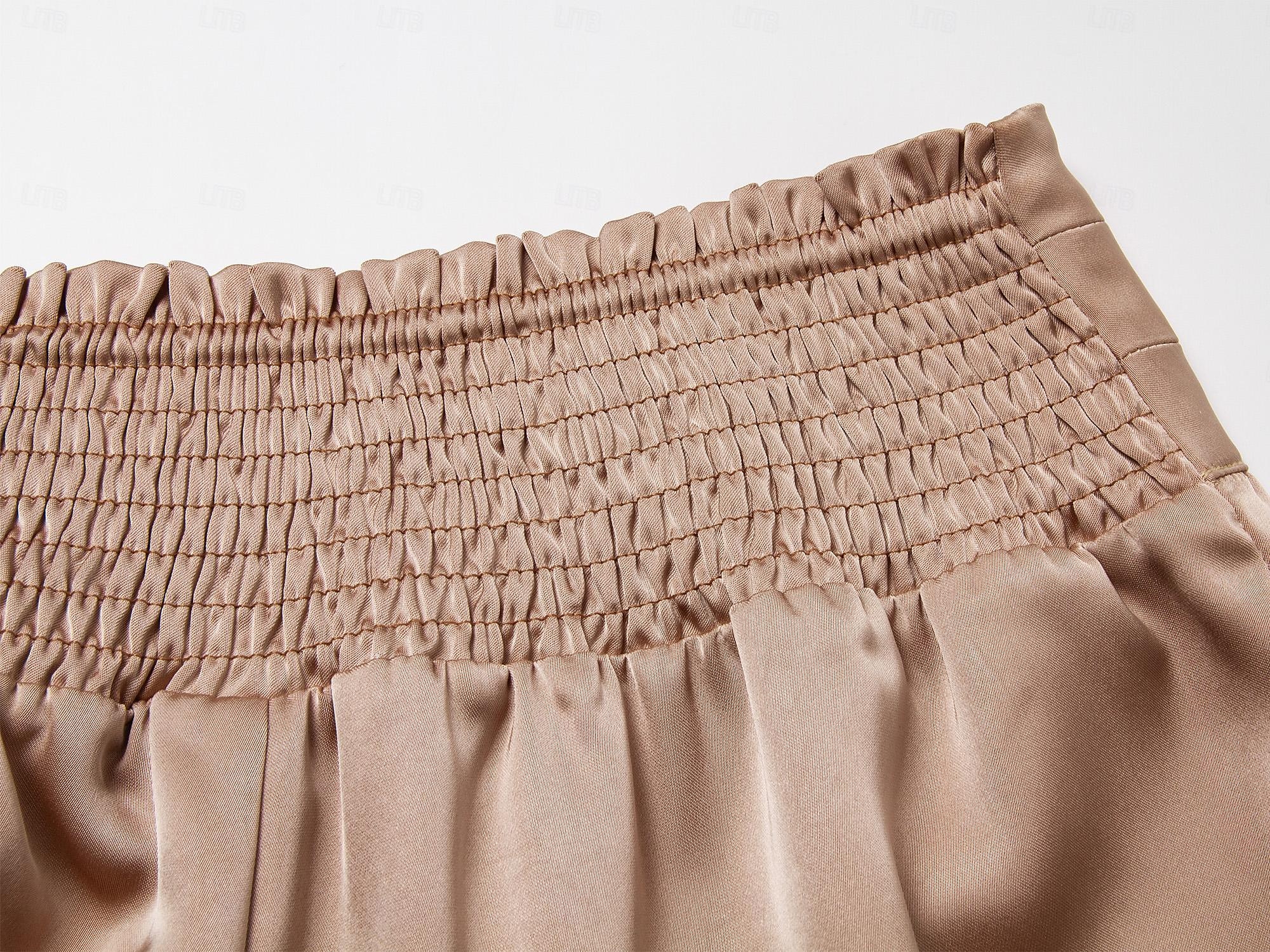 Lässige Hose mit weitem Bein aus Satin 2025 - $36.99 –P10