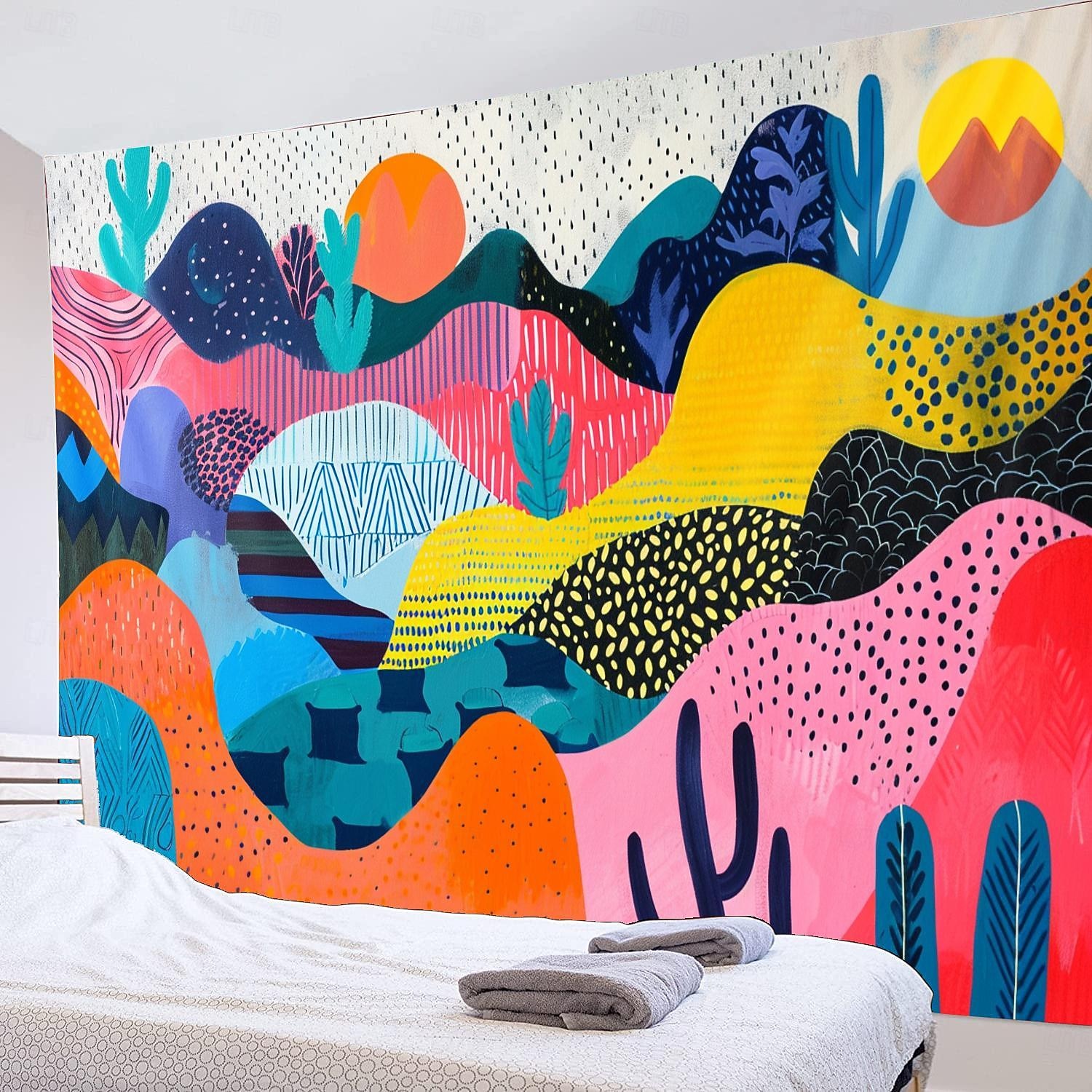 αισθητική πολύχρωμη κρεμαστή ταπετσαρία στο βουνό τέχνη τοίχου μεγάλη ταπετσαρία τοιχογραφία διακόσμηση φωτογραφία σκηνικό κουβέρτα κουρτίνα σπίτι υπνοδωμάτιο διακόσμηση σαλονιού 2026 - $19.99 –P18
