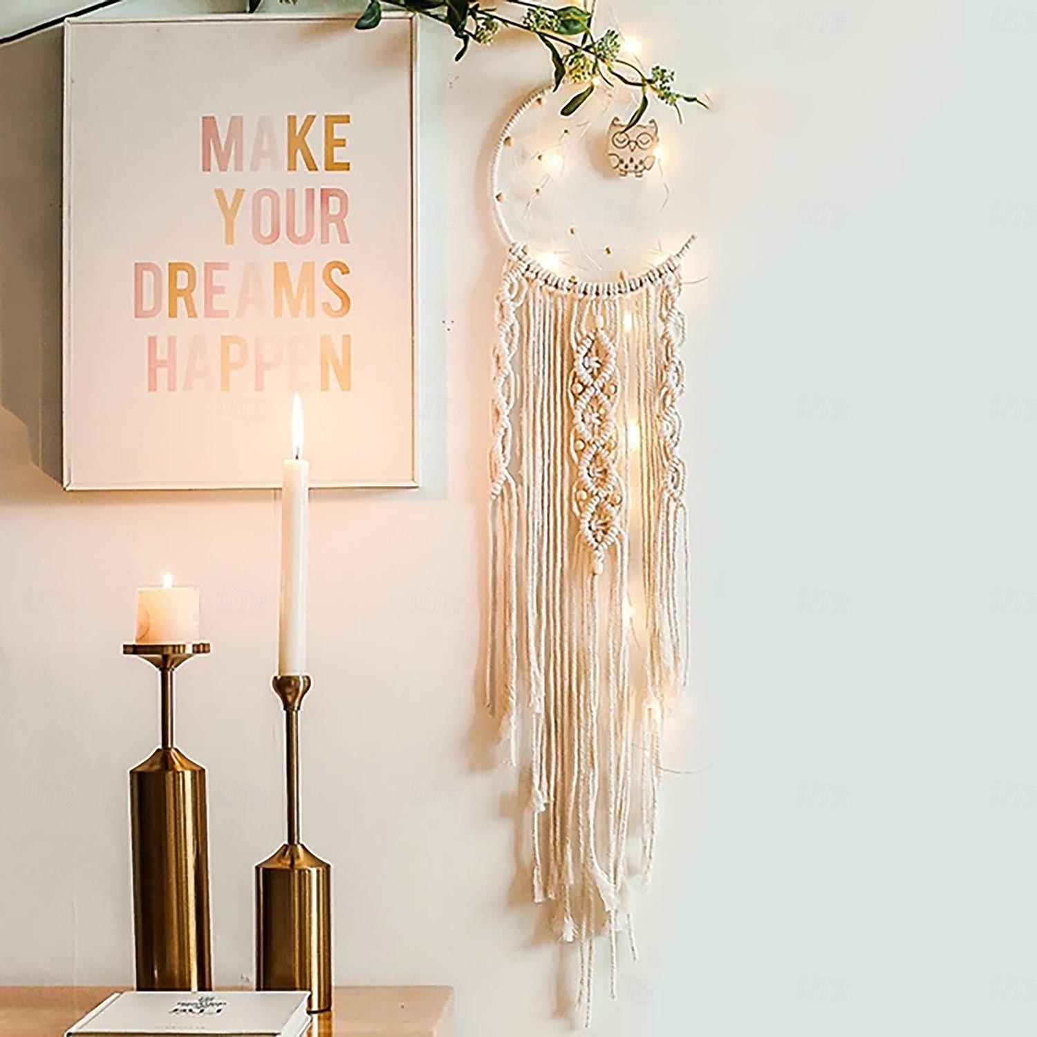 1pc Boheemse maanster dromenvangers verlichting boho macrame muuropknoping dromenvanger boho muurdecor handgemaakt geweven tapijt voor tienermeisjes jongens kinderkamer cadeau thuis appartement 2026 - $18.49 –P13