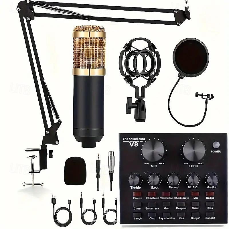 Podcast Equipment Bundle BM-800 Podcast Microphone Bundle With V8 Sound Card Condenser Studio Microphonefor Laptop Computer Vlog Living Broadcast Live Streaming 2025 - $91.99 –P1