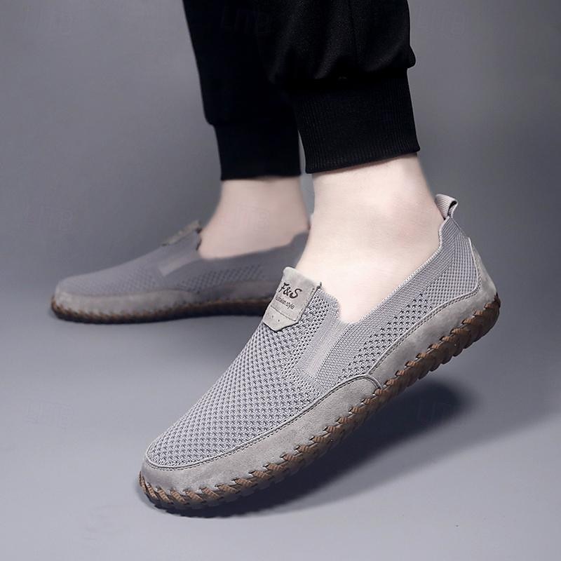 Per uomo Mocassini e Slip-Ons Scarpe fatte a mano Footing Informale Giornaliero PU Traspirante Comodo Beige / Bianco Grigio Estate Autunno del 2025 a $49.99 -P3