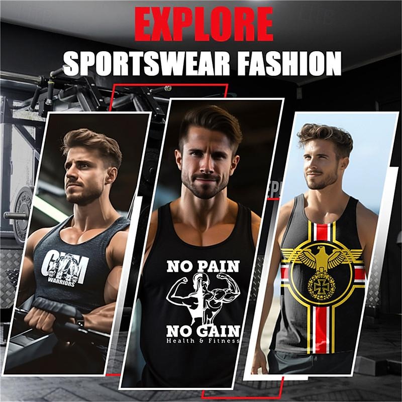 Herre Grafisk Papegøye Singleter Vest topp Ermeløs T skjorte Crew-hals Skjorte Sport Mote Daglig Sport & Utendørs Avslappet Treningssenter Gul Oransje Sommer Vår Klær S M L XL XXL XXXL 2025 - $14.99 –P5