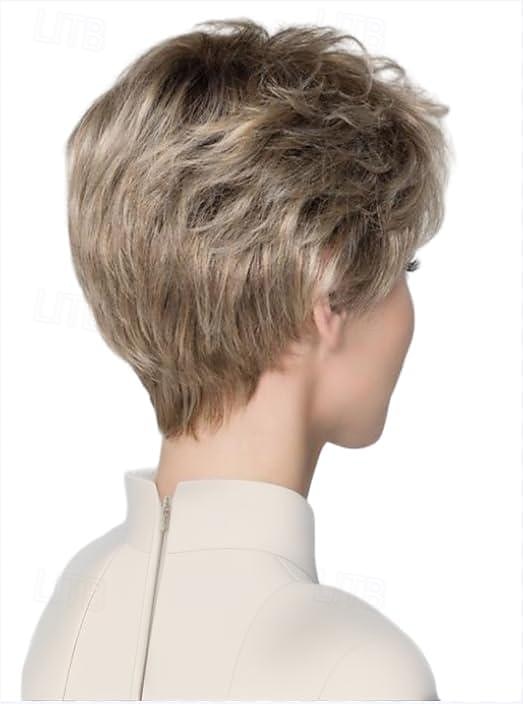 Blonde Short Wig with Bangs Layered Blonde Mix Brown Wigs for White Women Ash Blonde Wig with Dark Roots Short Hair Wigs for Women Synthetic Natural Looking Wig for Daily 2026 - $24.99 –P3