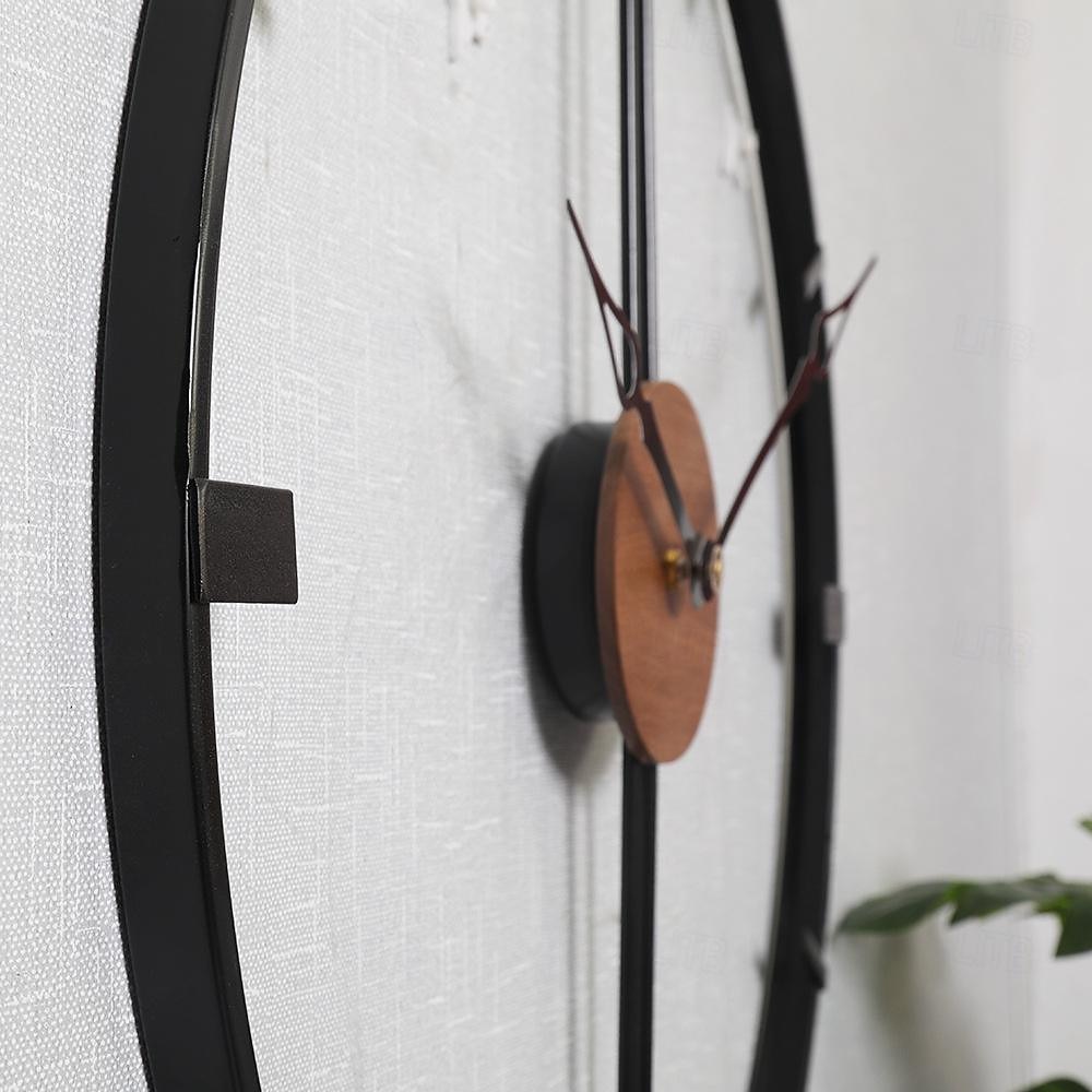 Reloj de pared artístico grande y moderno, reloj de pared grande, decoración artística, relojes de pared, decoración de oficina, minimalista, metal negro para cocina, dormitorio, negro, 60cm 2025 - $116.99 –P10