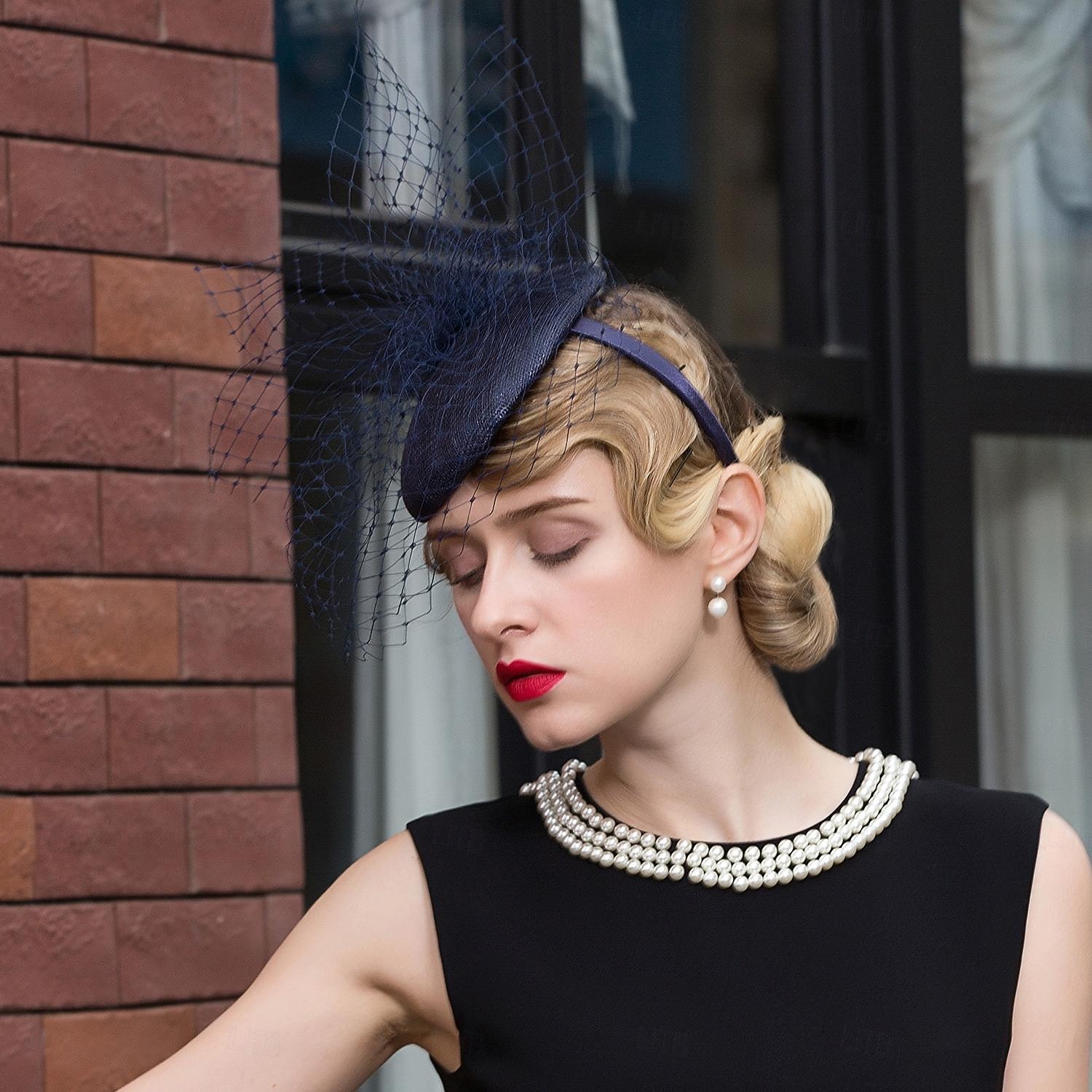 Stirnbänder, Hüte, Kopfbedeckung, Tüll, Sinamay-Bowler-/Glockenhut, Untertassenhut, Pillbox-Hut, Hochzeit, Teeparty, elegante Hochzeit mit Tüll-Kopfbedeckung, Kopfbedeckung 2026 - $45.99 –P6