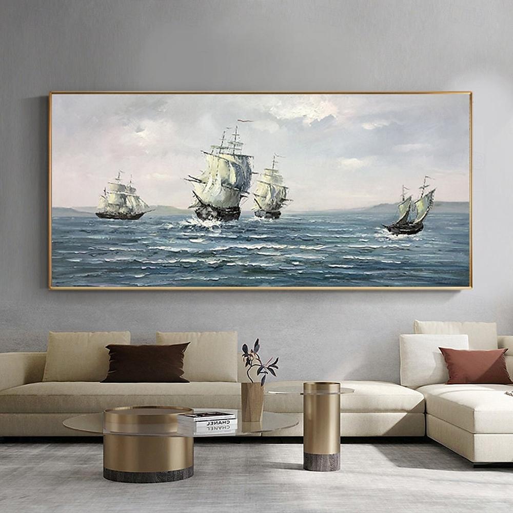 abstrakcyjne żaglówki obraz na płótnie ręcznie malowane wall art marynistyczny obraz olejny na płótnie ręcznie robiony nowoczesny ocean malarstwo wall art duży pejzaż morski żaglówki malowanie do 2025 - zł559.8 –P1