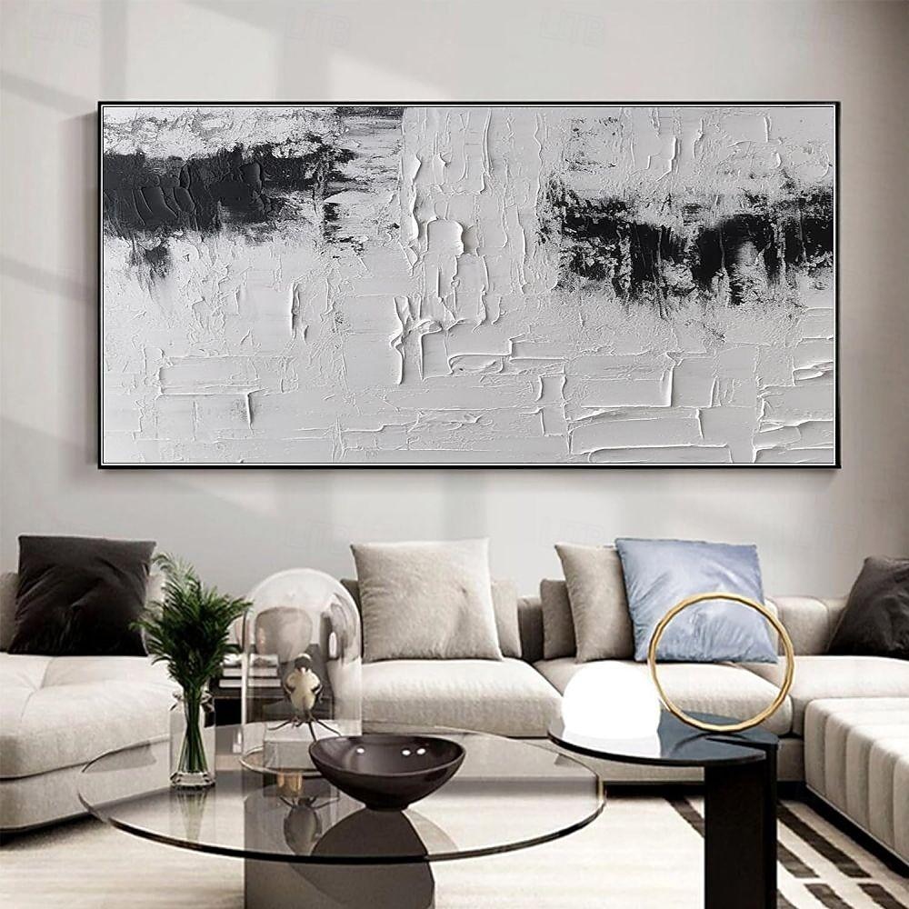Handgefertigtes Ölgemälde auf Leinwand, Wandkunst, Dekoration, schwarz-weiß, modernes, einfaches, handgemaltes, abstraktes, dekoratives Bild für Zuhause, Wohnzimmer, gerolltes, rahmenloses, 2026 - $89.99 –P8