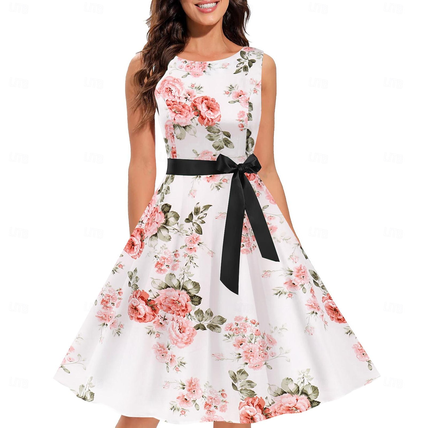 Retro Vintage Anos 50 Vestido Coquetel Vestidos Festa a Fantasia Um vestido de linha Floral Fantasia Mulheres Baile de Máscaras Festa / Eventos Festa de Solteira Adulto Vestido Vestidos de baile de 2026 por $26.99 –P11