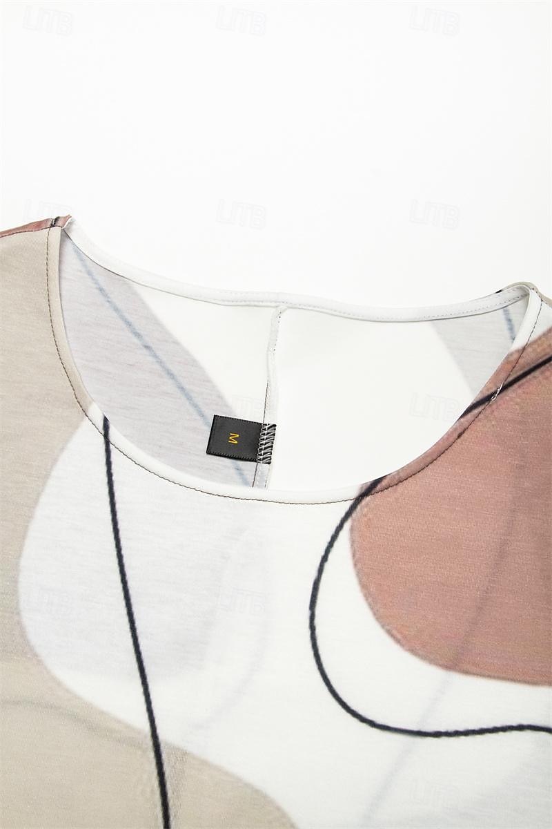 Dames Mini-jurk T shirt jurk Zonnejurk Zomerjurk Jurk met print Modieus Streetwear Modern Buiten Dagelijks Uitgaan Normale pasvorm Geometrisch Kleurenblok Korte mouw Strakke ronde hals Zwart en Wit 2025 - $32.99 –P9