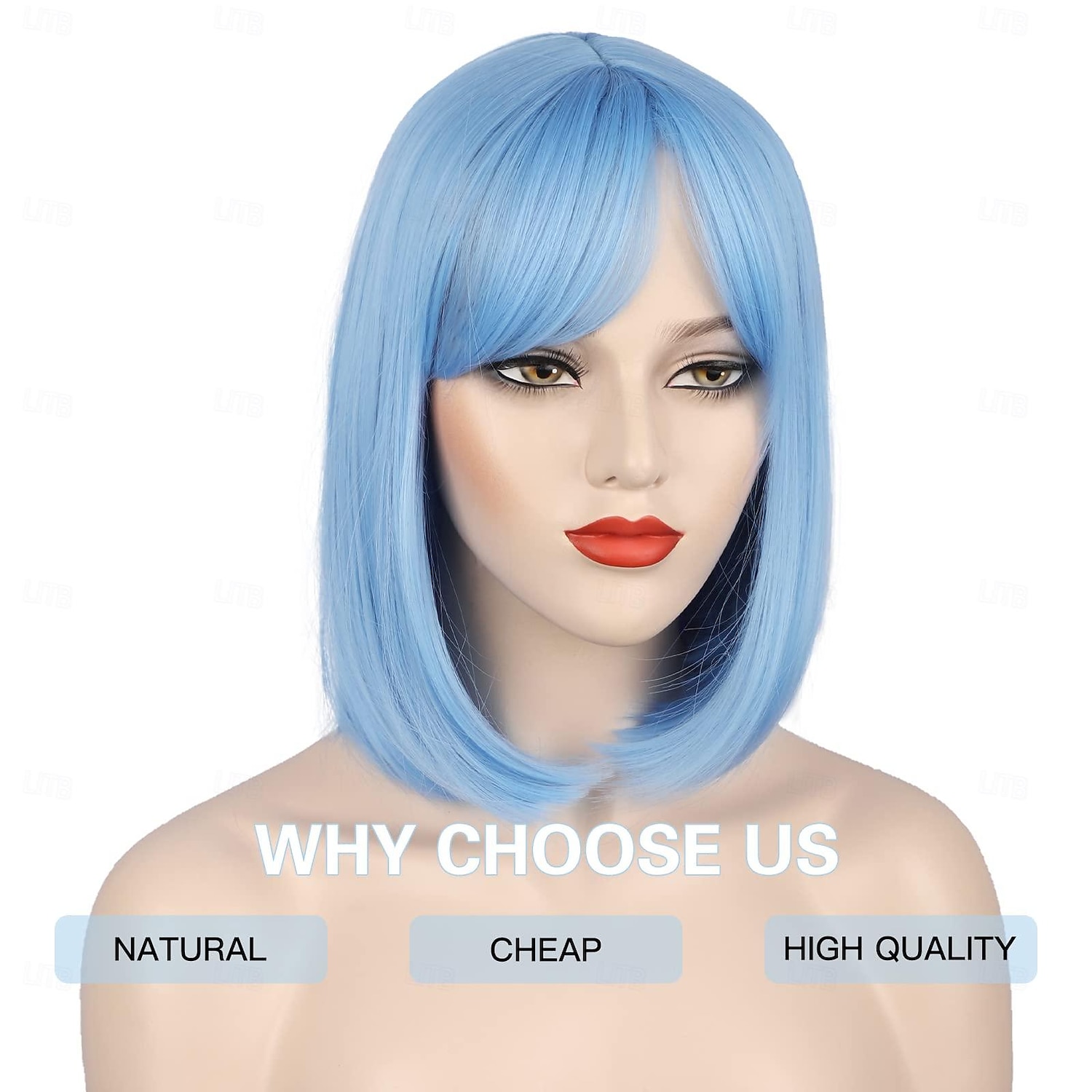 Parrucche Bob Blu per Donne Parrucca Corto con Frangia Parrucche Bob Lisce con Divisione Centrale Parrucche Sintetiche Morbide per Uso Quotidiano Feste 14 Pollici Parrucca di Halloween del 2025 a $18.49 –P5