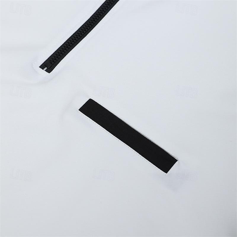 Homens Camiseta Polo Pullover Esportes Roupa Diária Quarter Zip Manga Longa Moda Confortável Tecido Bolsos Zip Up Primavera & Outono Normal Preto Branco Azul Marinha Laranja Camiseta Polo de 2026 por $23.99 –P8