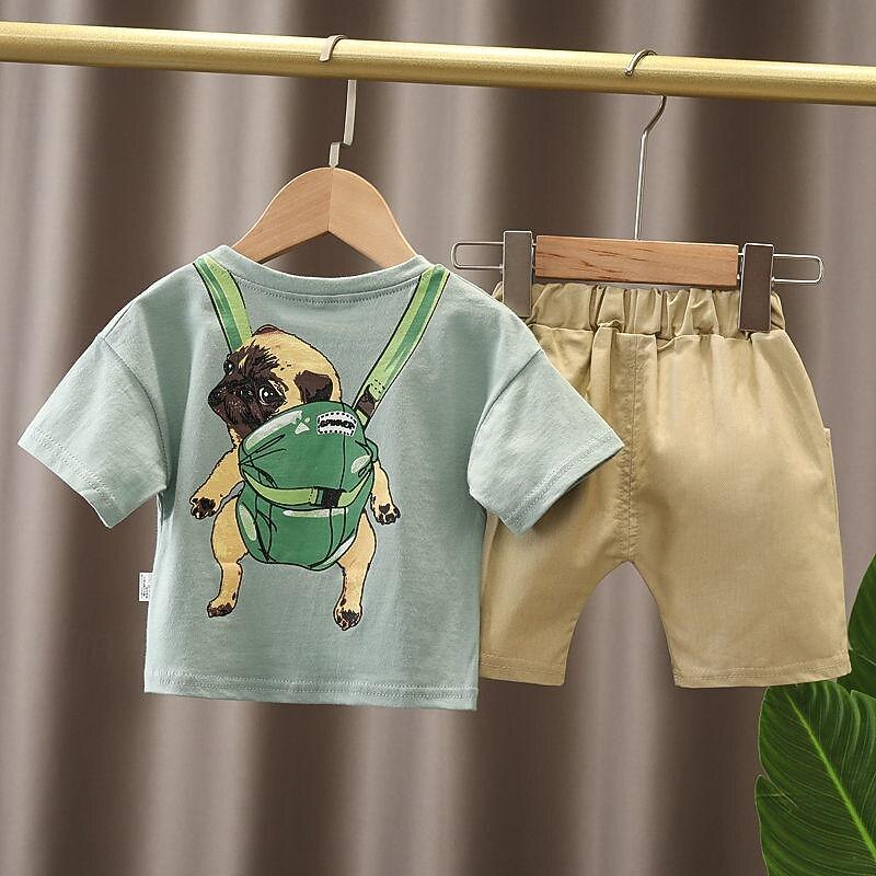 2 delar Småbarn Pojkar T-shirt och shorts Utrusta Ensfärgat Kortärmad Bomull Uppsättning Utomhus Mode Sommar Vår 1-3 år gammal glassset vit Yuanchuang Bear Set fickkamouflage gul 2025 - $9.63 –P3