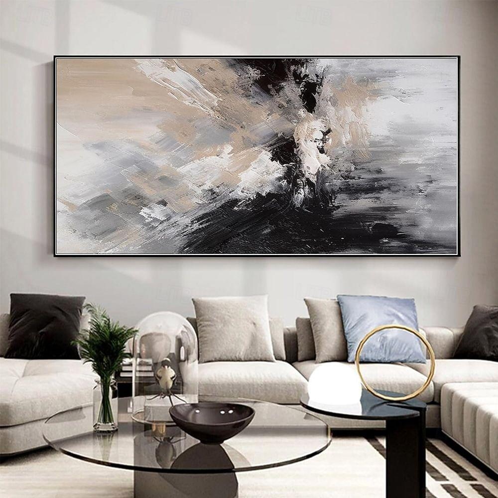 Handgefertigtes Ölgemälde auf Leinwand, Wandkunst, Dekoration, schwarz-weiß, modernes, einfaches, handgemaltes, abstraktes, dekoratives Bild für Zuhause, Wohnzimmer, gerolltes, rahmenloses, 2026 - $89.99 –P6