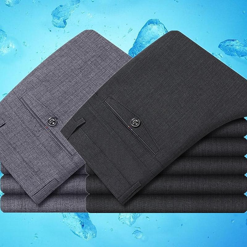 Voor heren Pakken Zomerbroek Vrijetijdsbroek Recht been Hoogte stijging Effen Kleur Ademend Sneldrogend Volledige lengte Casual Casual Broek Wit grijs Zwart Hoge taille Inelastisch 2025 - $17.99 –P1