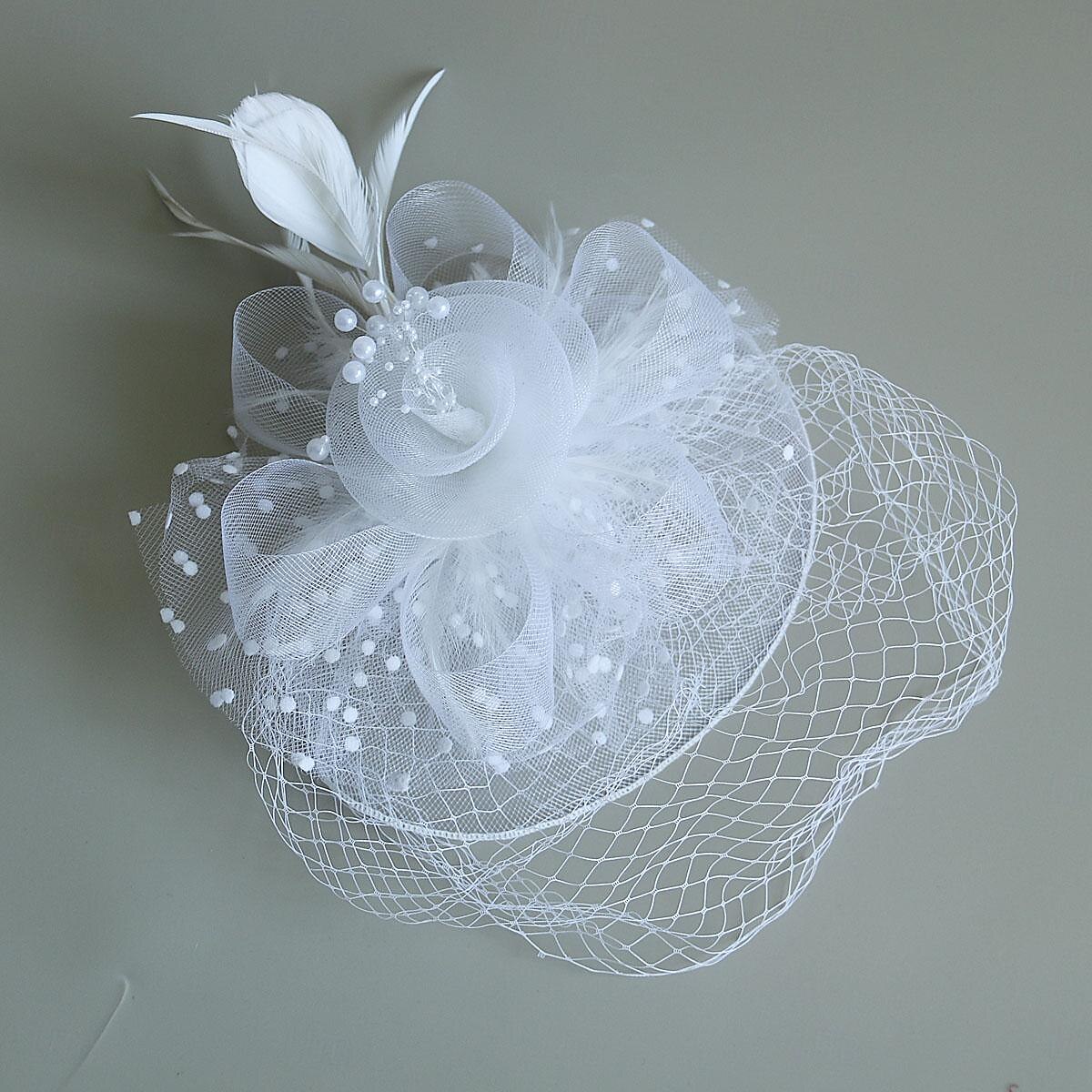 Fascinátory Klobouky Doplňky do vlasů Organza Se širší krempou Cylindr Závojový klobouk Dostih koktejl Elegantní Vinobraní S Peří Mašličky Přílba Pokrývky Hlavy 2025 - $21.99 –P2