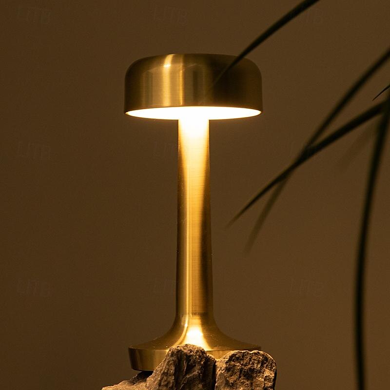 Rechargeable Metal Table Lamp Mushroom Shaped with 3-color Dimming Indoor Bedroom Living Room Atmosphere Desk Lamp USB Rechargeable 2025 - $37.99 –P8