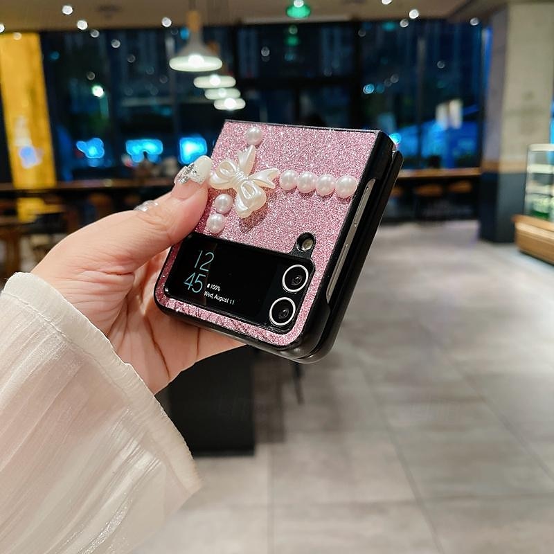 Phone Case For Samsung Galaxy Z Flip 7 Z Flip 6 Z Flip 5 Z Flip 4 Z Flip 3 for Women Girl Bling Glitter Shiny Shockproof Bow tie TPU 2025 - $13.99 –P8