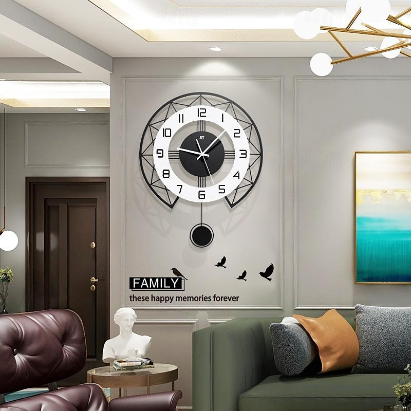 Black&White Modern Wall Clock 3D Hollow Design Pendulum Silent Metal Pointer Display Round Hanging Clock Living Room Wall Decor 35 43 50 cm 2025 - $75.99 –P2